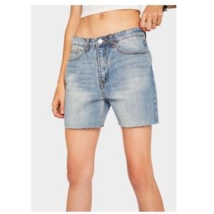 MOMOKROM Mid Wash Cut Off Denim Shorts Size 6 (UK 10)